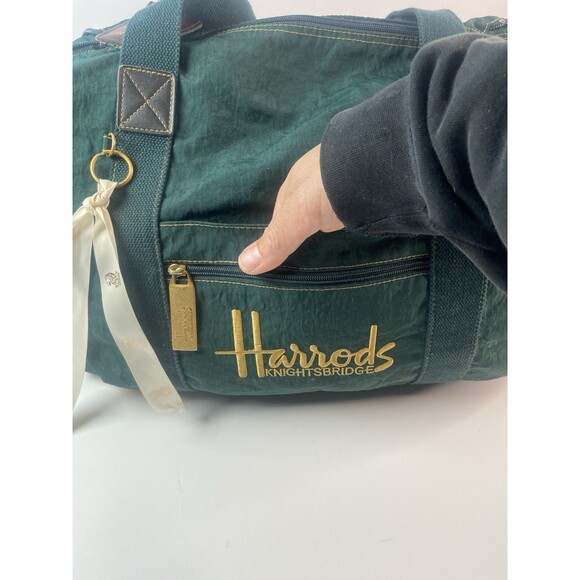 Harrods Knightsbridge Green Travel Duffel Bag Large Tote Weekender Carry-On - Picture 7 of 16